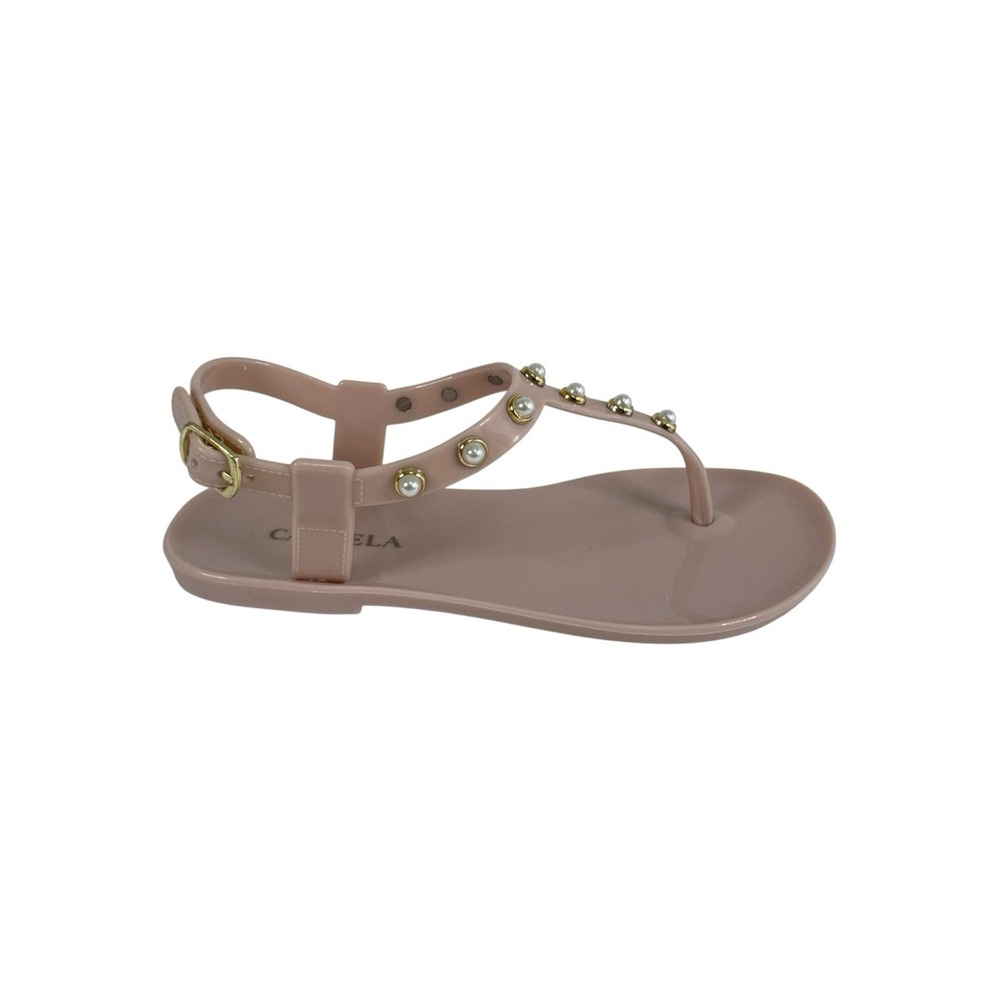 Carvela Kanga Faux Pearl Embellished Jelly Thong Sandal Girls Size 13